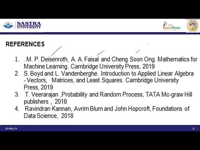 Lec 01 : Introduction to Mathematics for AI and ML
