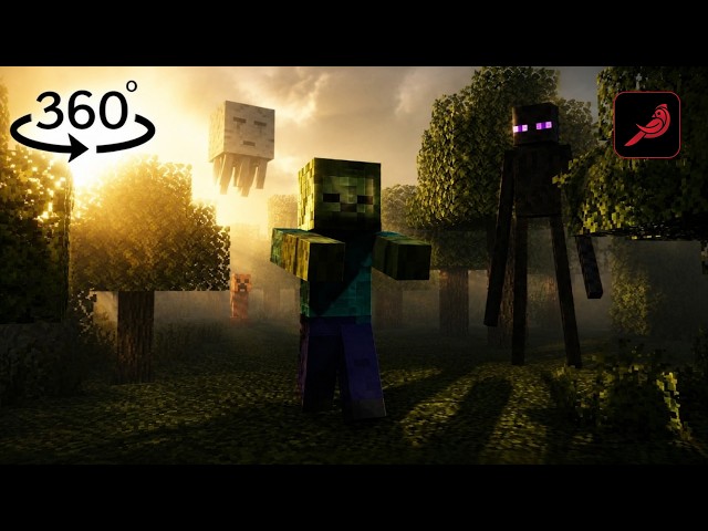 Experience 360° Minecraft escaping ZOMBIES｜VR 360° Minecraft horror