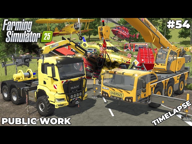 EMERGENCY RESCUE: TRUCKS TRAPPED ON COLLAPSED BRIDGE! 🚨 | PUBLIC WORK | Farming Simulator 25 | EP 54