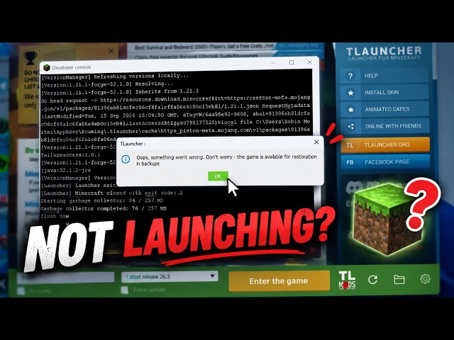 How to Fix “Oops, Something Went Wrong” in TLauncher