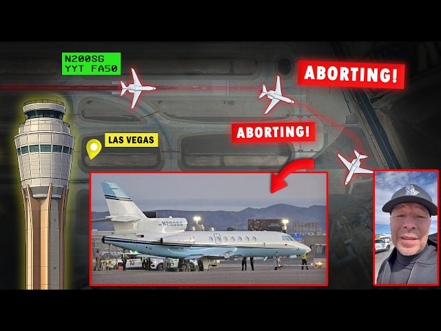 Falcon Jet ABORTED TAKEOFF and Overruns the Runway at Vegas!