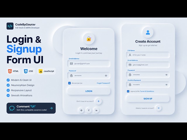 Animated Login & Signup Form using HTML CSS & JavaScript 🔥