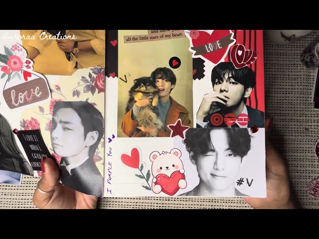 ASMR BTS V K-Pop Journal | Kim Taehyung Scrapbooking & Journaling 💜✨| Auroraa Diaries