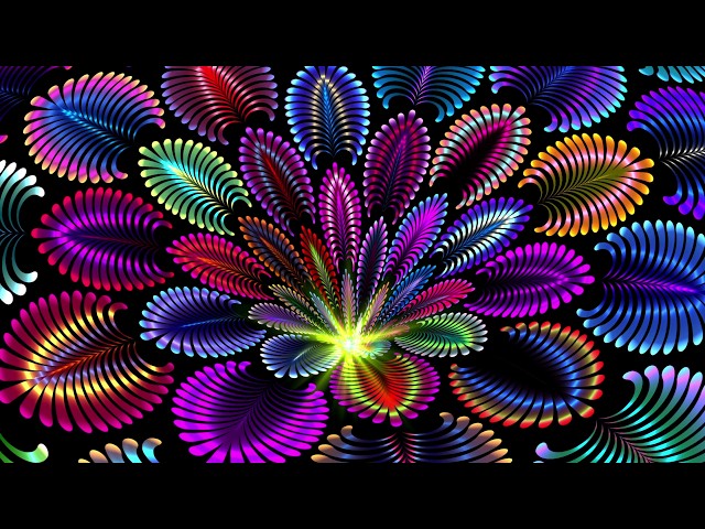 4K Screensaver | Vibrant Abstract Fractal Feather – Psychedelic VJ Loop (No Sound)