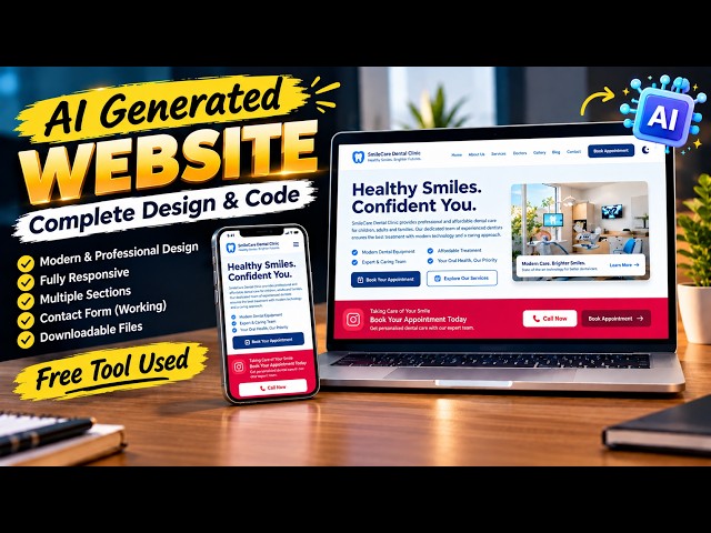 Free AI Generated Dental Clinic Website | Complete Design & Code.