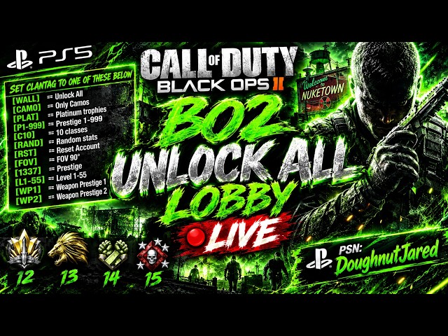 BO2 FREE PRESTIGE / UNLOCK ALL LOBBIES! PS4/PS5 🔴 LIVE!!