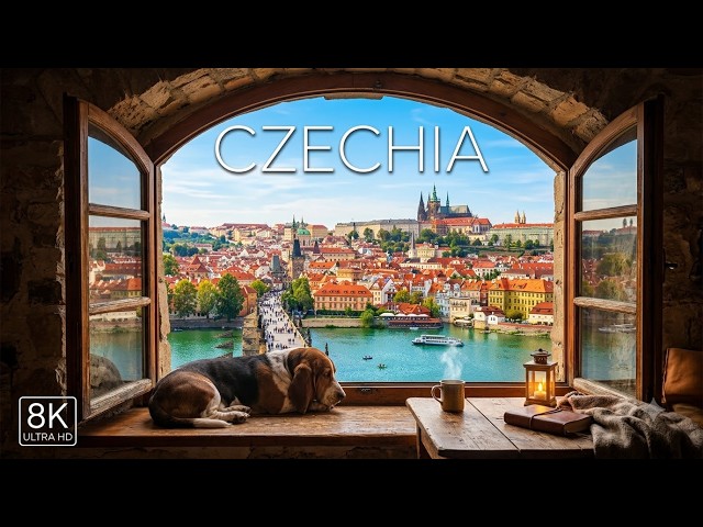 8K Czechia - Magical Fairytale Prague & Gentle Piano Music for Deep Sleep, Stress Relief, Study