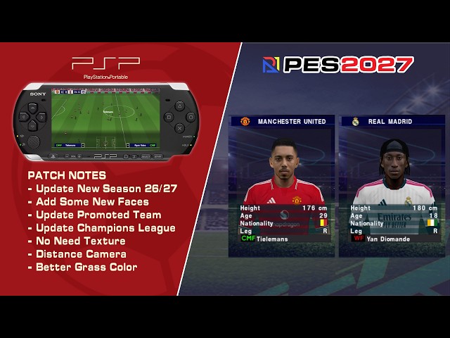 PES 2027 PPSSPP PSP New Season Summer 26 27 NO Texture NO Savedata