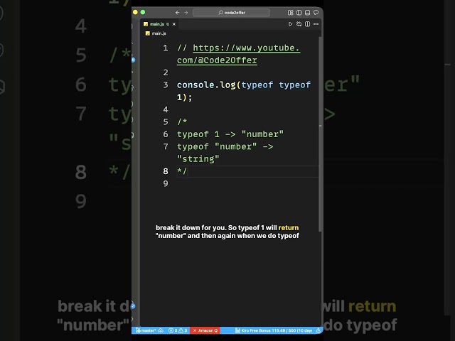 JavaScript Interview Trick 🤯 | typeof typeof 1 Explained