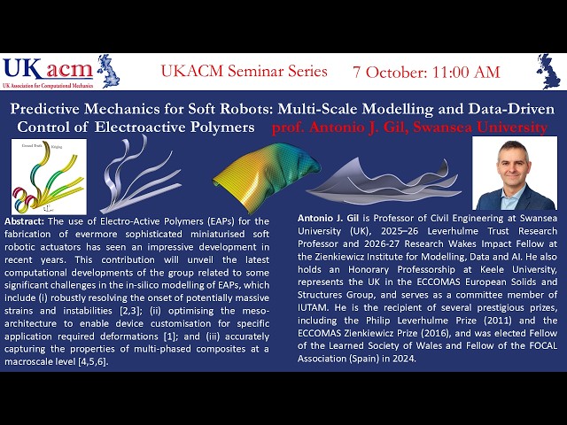 Seminar: Predictive Mechanics for Soft Robots; prof. Antonio Gil, Swansea University