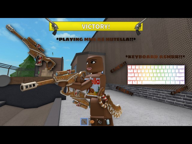 PLAYING MM2 AS NUTELLA *Keyboard ASMR* *PRO* RICH *TRYHARD* (Murder Mystery 2) *MM2 MONTAGE*