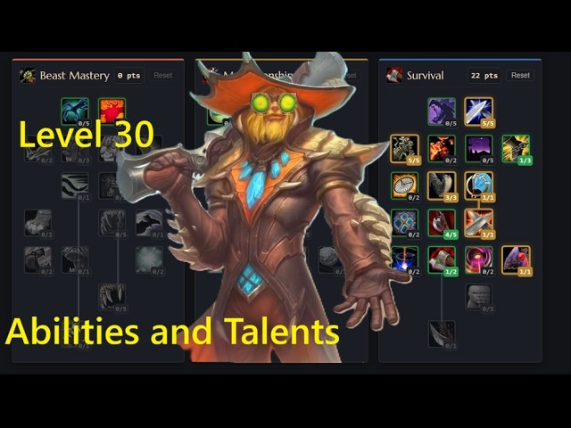 Hunter Level 30 Abilities and Talents Theory crafting WoW Forever Beta