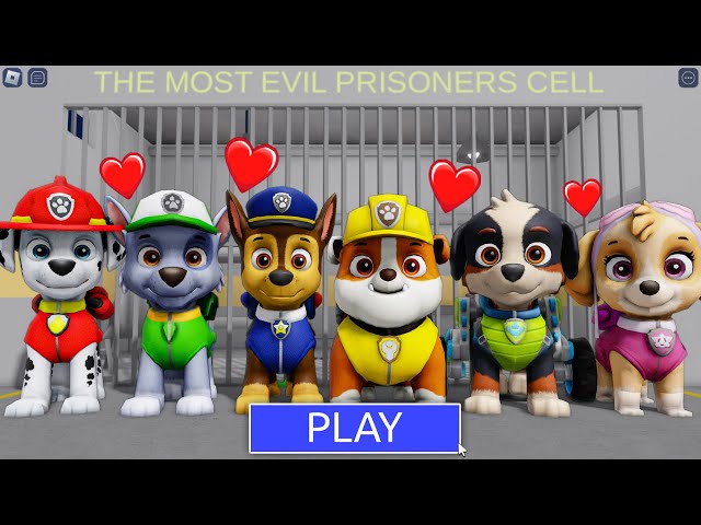 PAW PATROL FAMILY HAS FUN! PRISON RUN BARRY! #roblox #obby