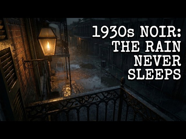Dark Jazz & Heavy Rain Ambience 🎷 1930s New Orleans Balcony (Sleep/Study)