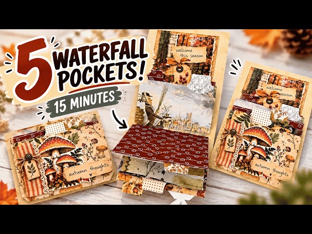 Weekly 15 Minute Paper Craft Challenge | Make This 5-Pocket Waterfall Page!