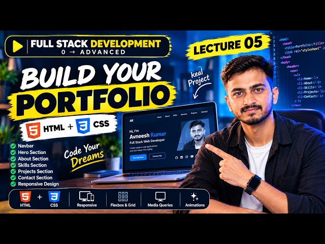 BUILD A COMPLETE PORTFOLIO WEBSITE 🔥 | HTML & CSS Project | Full Stack Web Development Lecture #5