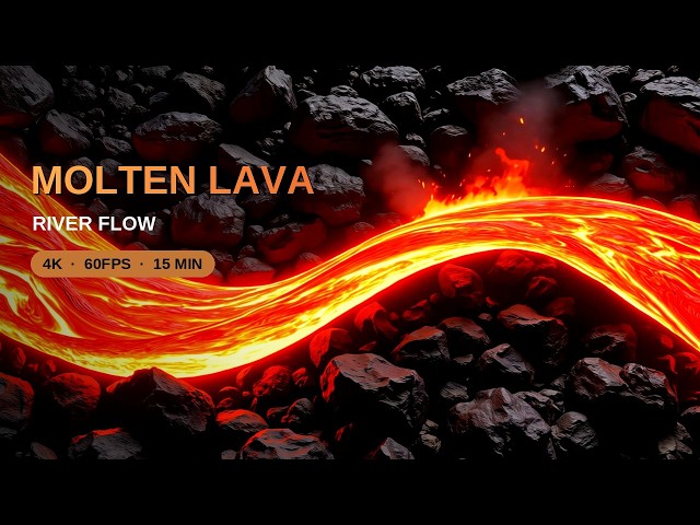 Molten Lava River Flow Screensaver | 4K 60FPS Silent No Sound Wallpaper 15 Min
