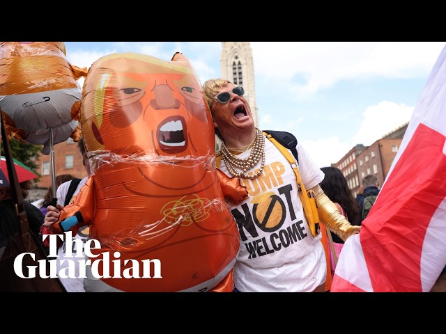 Protesters against Trump’s visit to Ireland react to ‘united Ireland’ comments