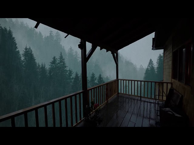 Relaxing Rain to Sleep in 5 Minutes - Rain and Thunderstorm on the Roof in the Misty Forest