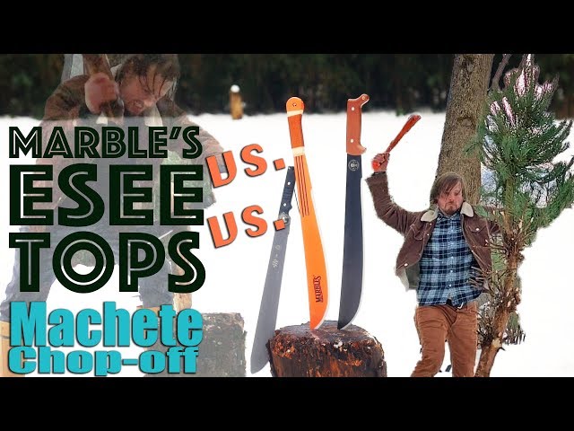 3 Popular Machetes Used Tested and Compared.  A $20 Marbles, $60 Esee Lite, and $100 Tops .230