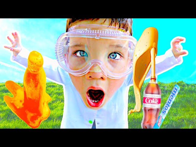EASY Science Experiments FOR KIDS w/ Caleb & Daddy! Homemade Volcano  & MENTOS & Coke ERUPTION!