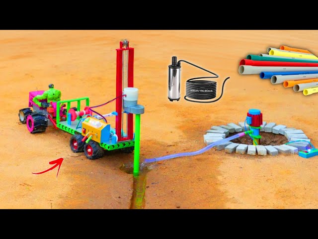 DIY Tractor Mini Borewell Drilling Machine | Hydraulic Powered | Motor Water Pump | Science Project