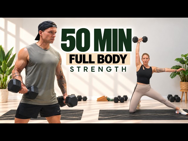 50 Min FULL BODY WORKOUT with DUMBBELLS | Strength Training