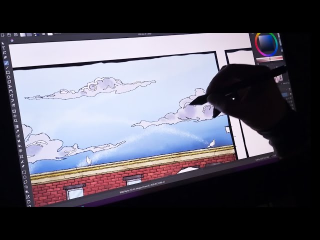 Drawing A Comic Page - Part 6: Rendering Roads and Sky (Timelapse)