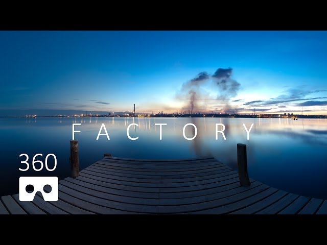 Factory landscape in ultra high resolution. Panorama video 360 degree in 4k