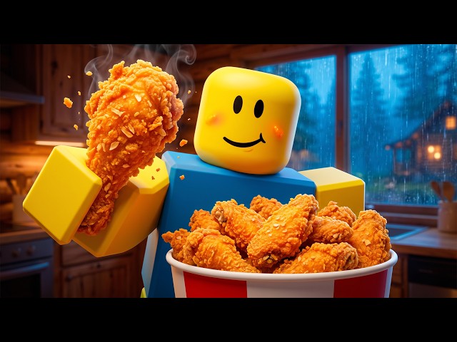 🍟 ROBLOX NOOB'S COZY RAINY KFC DINNER WILL MAKE YOU HUNGRY! (ASMR)