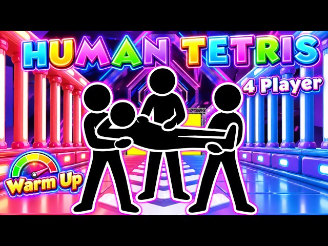HUMAN TETRIS 4 Player 😱| One Mistake and ALL Four Lose | Immersive Interactive Warm-Up | Full HD