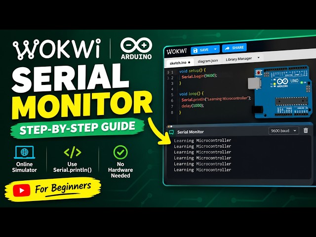 How to access Arduino Serial Monitor in WOKWI online Arduino Simulator. Step by Step Guide.