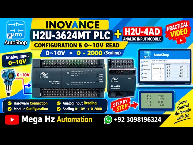 HOW TO CONFIGURE INOVANCE H2U-4AD ANALOG INPUT MODULE WIHT INOVANCE H2U-3224MT PLC | #INOVANCE #4AD