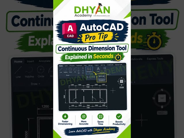 AutoCAD Pro Tip | Continuous Dimension Tool Explained in Seconds | AutoCAD Tips & Tricks #autocad