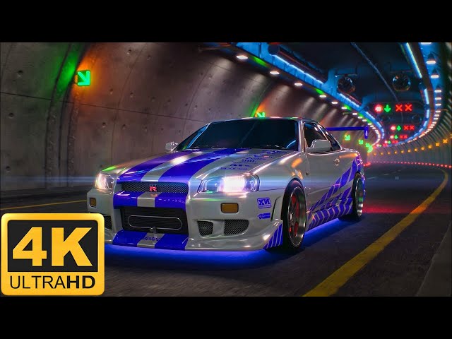 GTR R34 Nissan Skyline - Live Wallpaper - Ambiente Tunnel Drive - 4K Ultra HD 60fps #livewallpaper4k