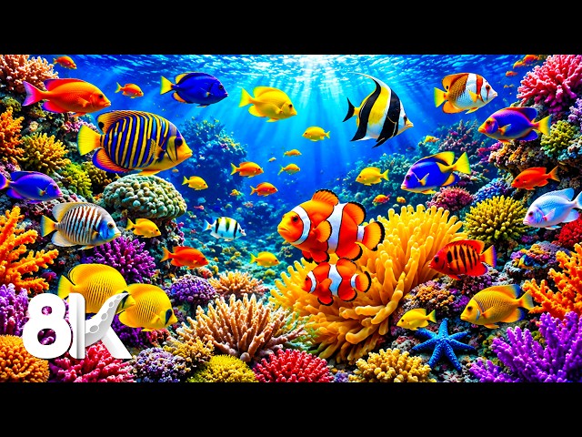 Underwater Wonders 8K 🌊 Marvel at Beautiful Sea Life in a Stunning 8K Aquarium & Sleep Music