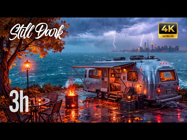 Storm & Shelter · Port Veridian Shore · 3 Hours Cyberpunk Ambient 4K for Sleep