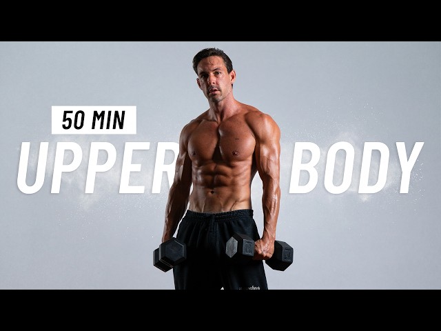 50 Min Total Upper Body Dumbbell Workout at Home to Build Muscle