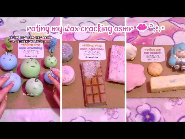 🧈rating my wax cracking asmr🍪 *clay and squishies* | ASMR | compilation | sanriolve
