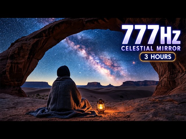 777Hz Celestial Mirror 🌌 3 Hours of Deep Sleep & Stargazing Meditation | Amber Ambient Healing