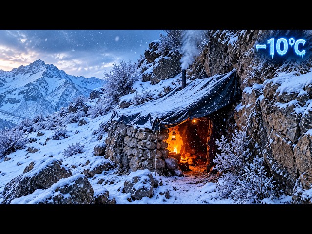 Winter Bushcraft in the Snowy Mountains | Building My Stone Shelter