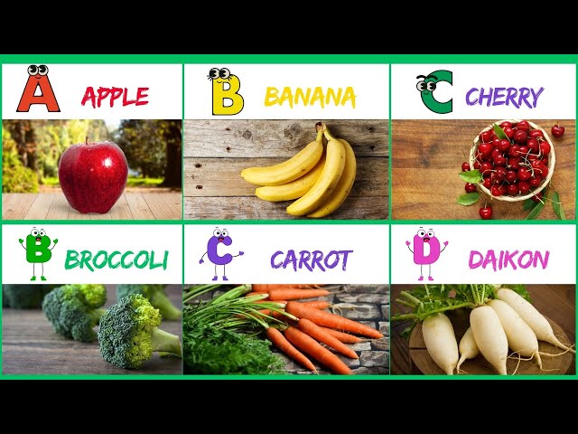 Learn ABC Alphabet for Kids from A to Z | ABC Song With Fruits and ABC With Vegetables