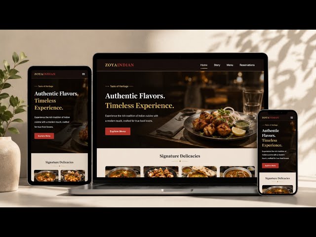 Responsive Restaurant Website Using HTML & CSS | Full Website Project