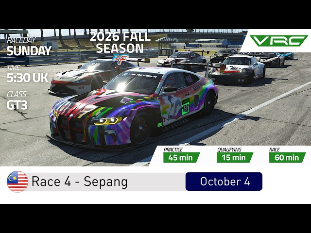 rfactor 2 | VRC 2026 Fall Series - GT3 | Round 4 - Sepang