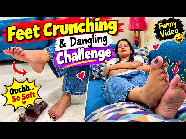 Feet Crunching Challenge || Dangling Heels