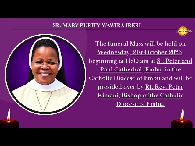 DEATH ANNOUNCEMENT OF SR  MARY PURITY WAWIRA IRERI
