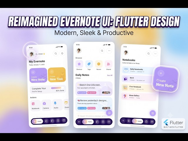 Build a Stunning Evernote UI in Flutter with Glassmorphism & Dynamic Navigation! 📱 Amazevalley