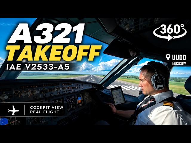 A321 Takeoff from KGD | 360° Real Cockpit View