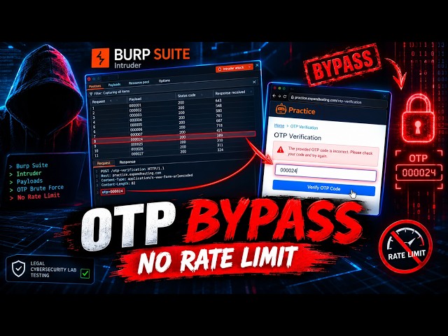 OTP Bypass Using NO Rate Limit Vulnerability #cybersecurity #kalilinux #ethicalhacking