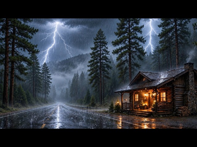 Autumn Thunderstorm in Pine Rain | Sleeping Soundly with Heavy Rain & Terrifying Thunder